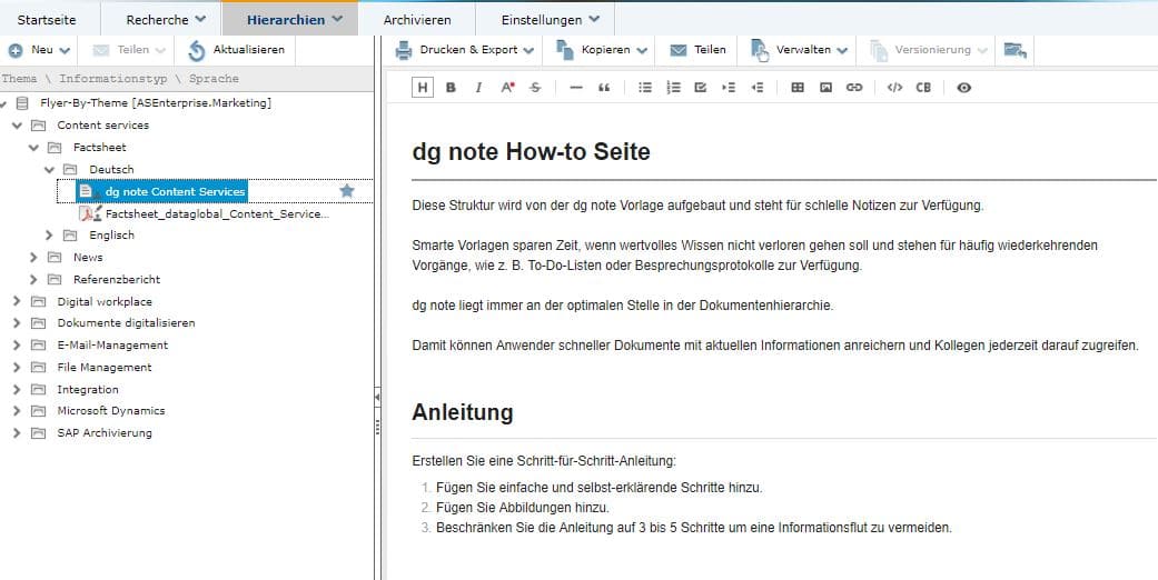 dataglobal CS web client notes with dg note